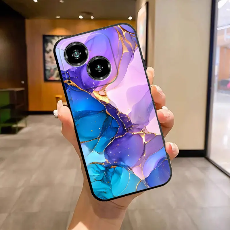 Fashion Soft Silicone Shockproof Butterfly Marble Black TPU Phone Case