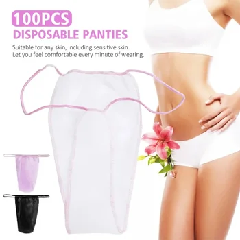 100pcs For Women Spa Non Woven Fabrics Underwear Tanning Wraps Salon Disposable Panties T Thong Hygienic Individually Wrapped 1