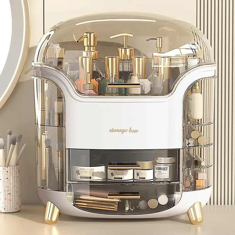 Transparent Desk Makeup Organizer Box Large Capacity Cosmetic Jewelry Storage Drawer Bathroom Dressing Table Sundries Container 2