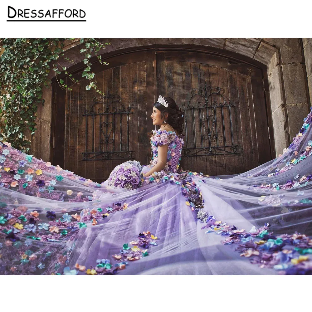 Purple Off The Shoulder Quinceanera Dresses 2023 Princess Prom Gown Tulle Lace Up Appliques Sweet 15 16 Dress Elegant Ball Gown