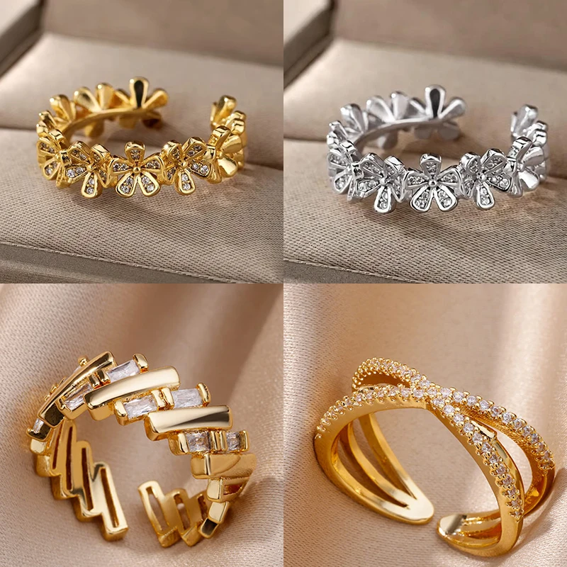 Ladies Stainless Steel Cubic Zircon Ring For Women