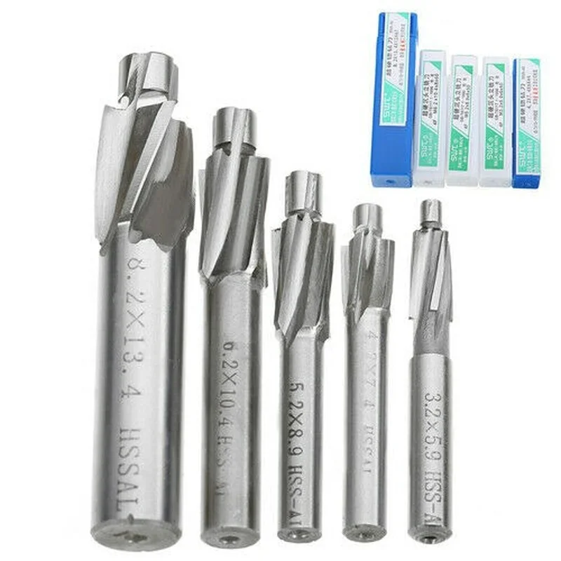 5pcs Countersink End Mill Hss Counterbore End Mill Drill Bit M3m8