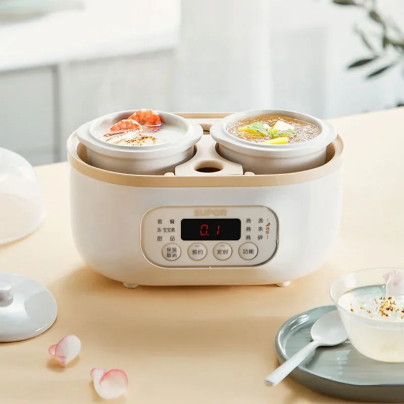SUPOR Electric Slow Cooker with 2 Pots 0.5Lx2 Electric Stew Pot with Separated Water 220V Ceramic Baby Food Supplement BB Pot 3
