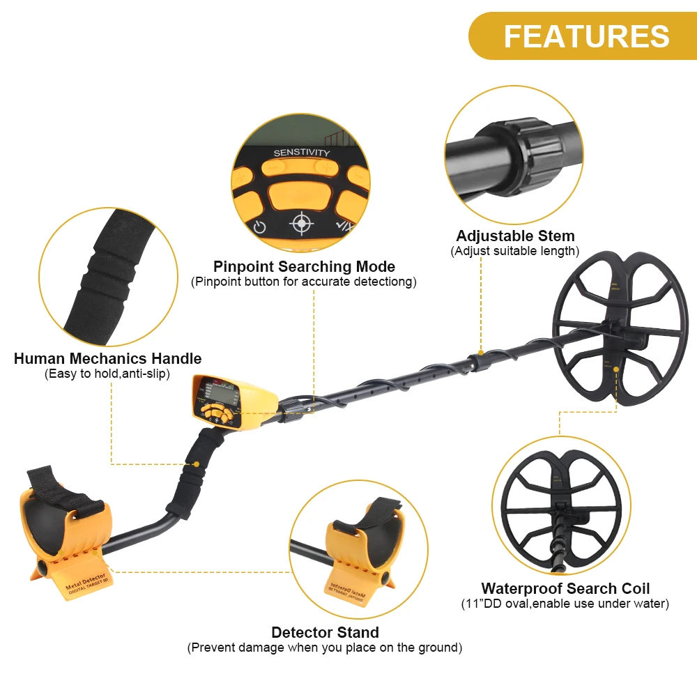 TC500 Professional Metal Detector Underground Gold Detector High Accuracy Metal Finder Waterproof Search Coil Seeker Treasure