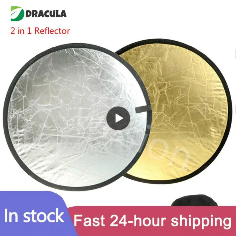 Camllite 2 in 1 접이식 은빛 골든 스튜디오 카메라 플래시 포토 디스크 디퓨저 반사판, 60cm