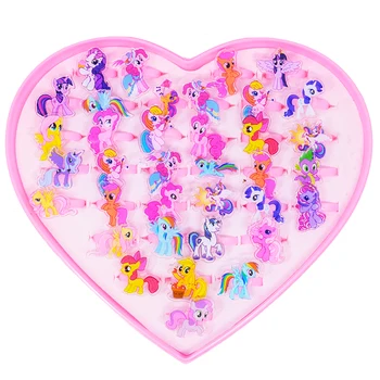 10/20Pcs MINISO Cartoon Animal unicorn My Little Pony Rings Acrylic Rings Baby Girls Jewellery Party Decoration Christmas Gift 1