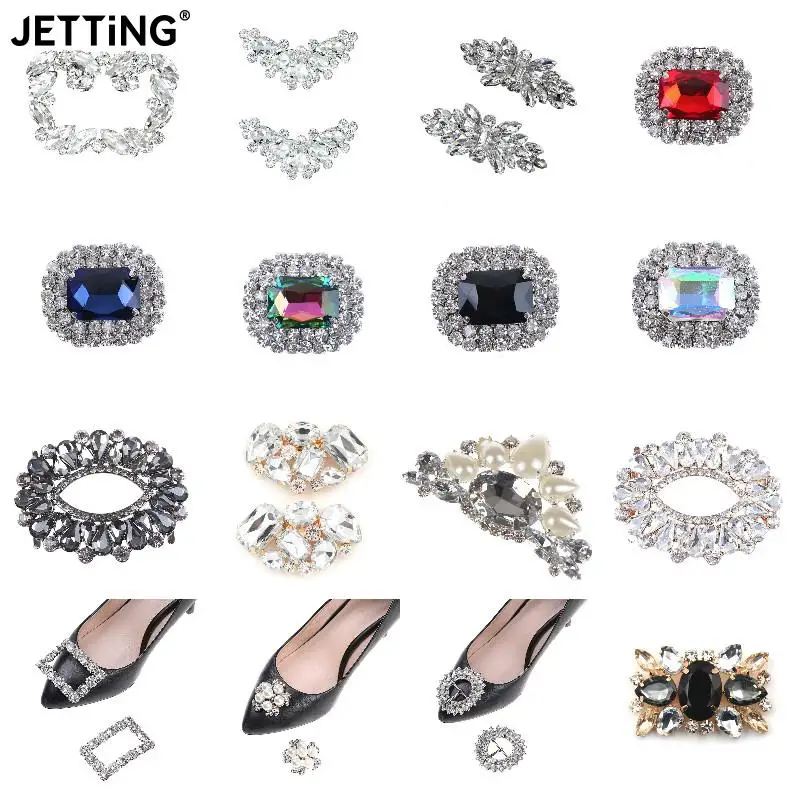 1pc Rhinestones Crystal Decorations Women Shoes Clips DIY Shoe Charms Jewelry Bowknot Shoes Decorative Accessories