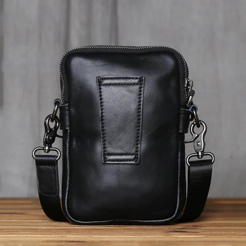 NZPJ Genuine Leather Men's Shoulder Bag Casual Crossbody Bag Top Layer Cowhide Belt Waist Bag Multi Compartment Phone Bag