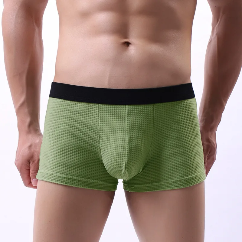 

Men's Nylon Boxer Panties U Bulge Pouch Sexy Boxers Trunks Mens Mid Waist Shorts Mesh Breathable Underwear Cuecas Slip Homme