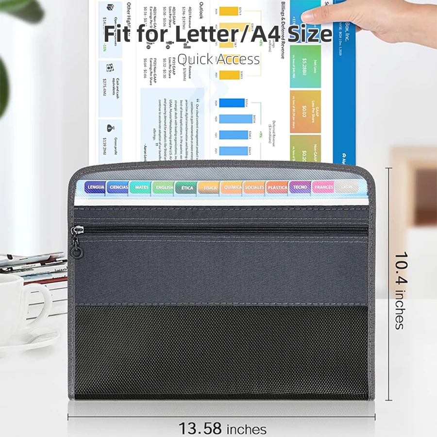Kobest Expanding File Organizer 13 Pocket Accordion A4 Document Ziper Folder Bag Hot Style file folder,file bag,stationary organizer pouch