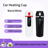 Smart Portable Vehicle Heated Mug 304 Stainless Steel Inner Pot 500ML Large Volume Temperature Keeping & Dry-Burn Prevention