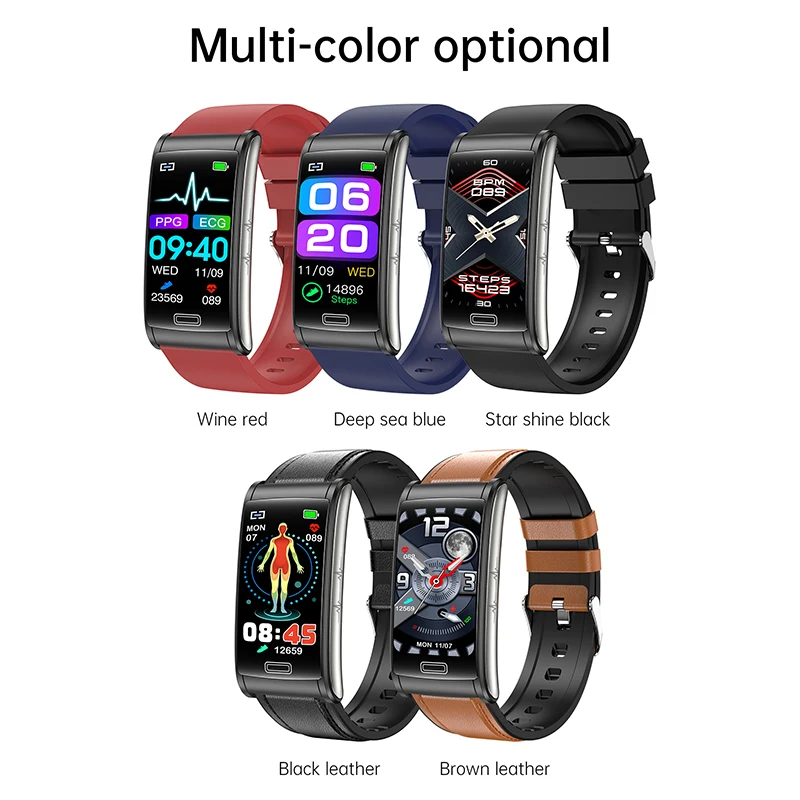 최신 의료 ECG PPG 혈압 모니터링 스마트 시계 Ip68 방수 24시간 온도 혈당 Smartwatch
