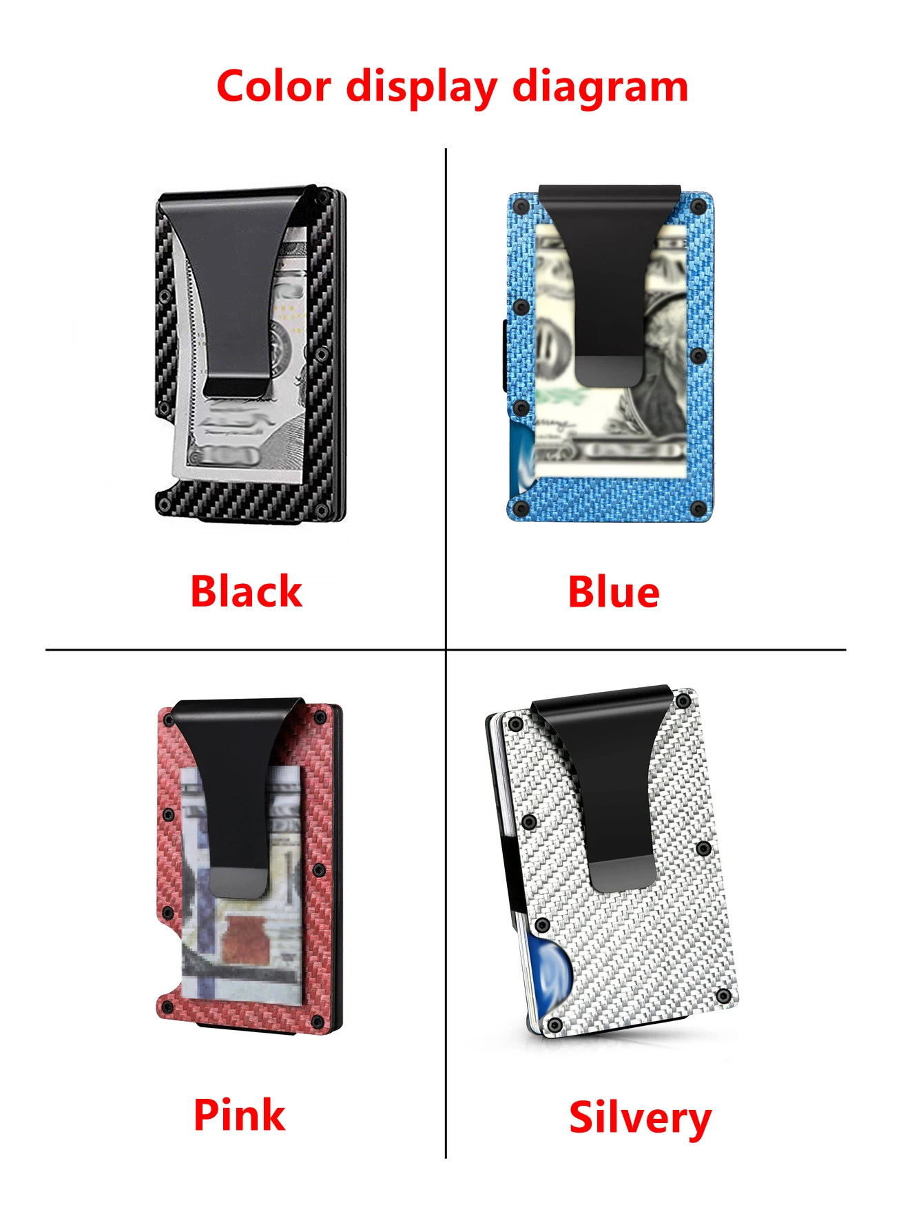 Minimalist carbon fiber RFID holder ultra-thin mini ID credit card holder aluminum alloy men's and women's wallet 6