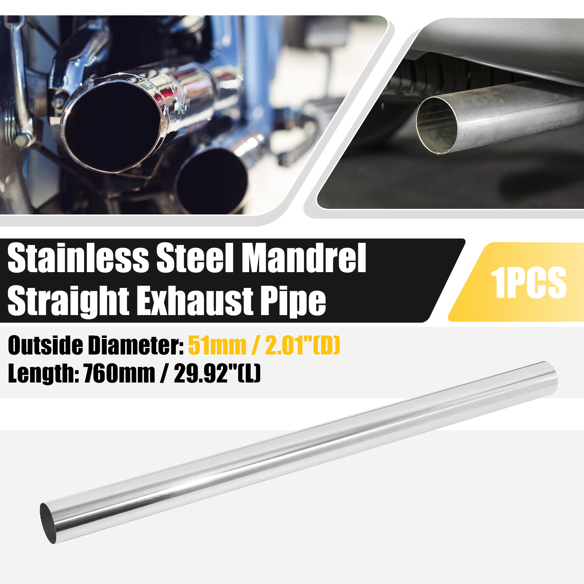 Uxcell Straight OD 51mm 57mm 63mm 76mm DIY Custom Mandrel Exhaust Pipe