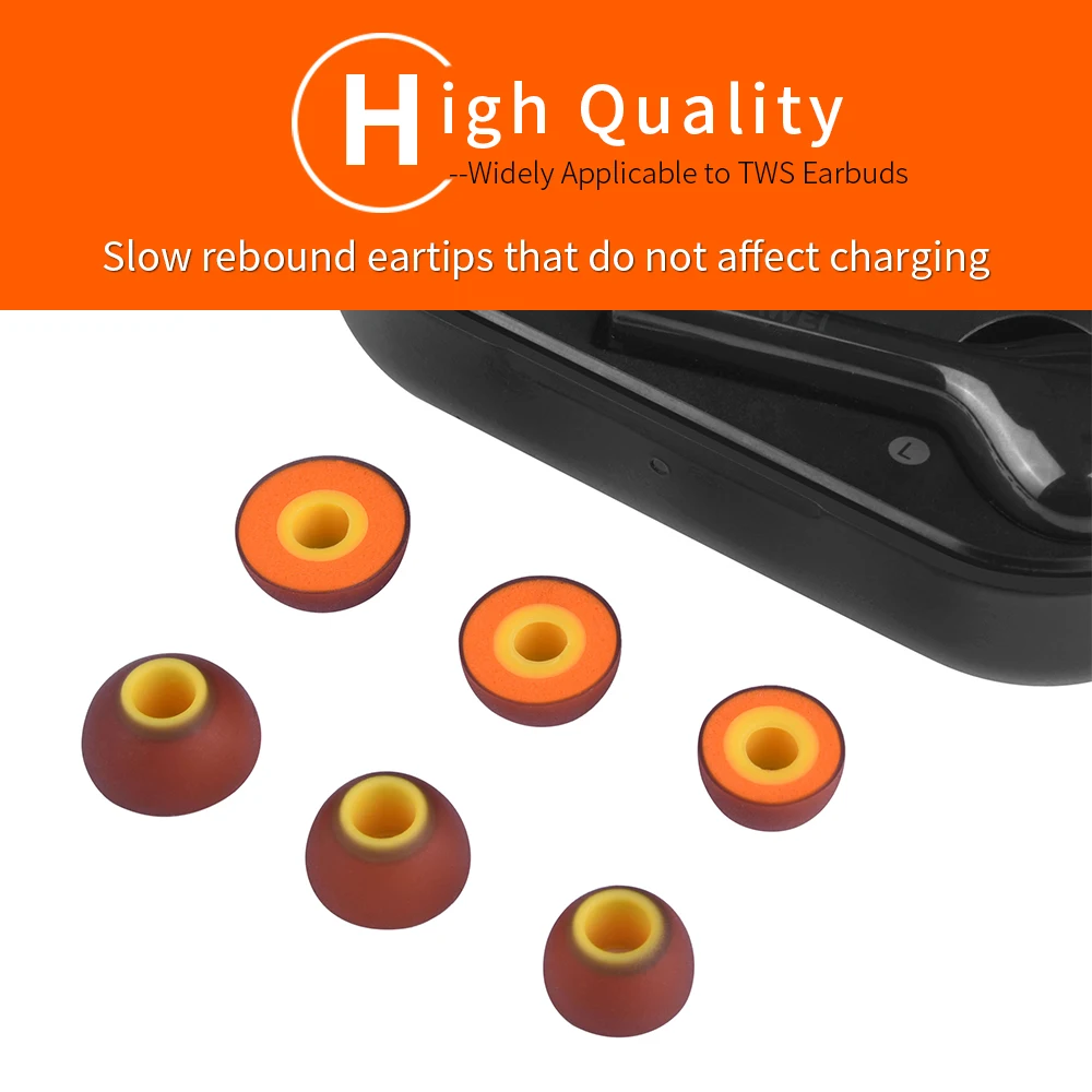 6Pcs for Xiaomi Air 2 Pro Memory Foam Ear Tips TWS Eartips for Freebuds/B&O H3 E4 E8/Sennheiser IE80 Earbuds Tips