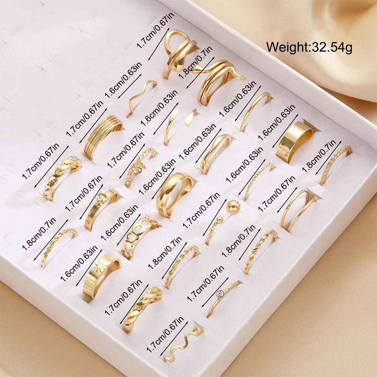 24pcs Fashion Stunning Rhinestone Ring Set Bohemian Elegant Minimalist Snake Geometric Design Ring Party Daily Wear Jewelry Gift