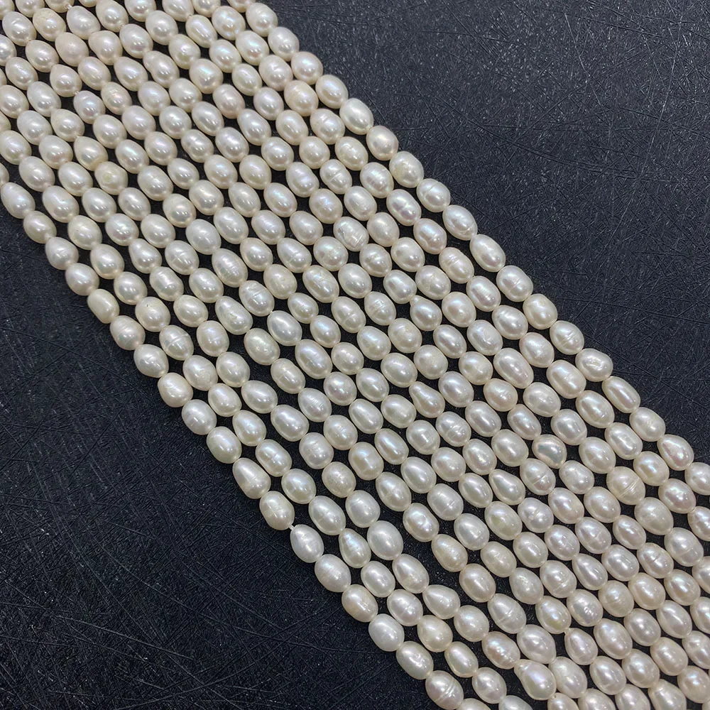 High-quality Natural Freshwater Pearl White Rice-shaped Handmade DIY Ladies Necklace Jewelry Jewelry Making Accessories 4.5-5mm