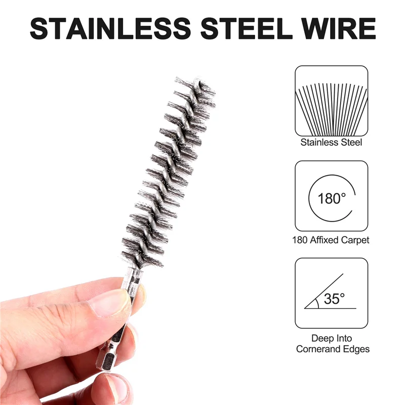 

6 Pieces of Drilling Brushes, Twisted Wire Stainless Steel Cleaning Brushes of Different Sizes,for Electric Drill Impact