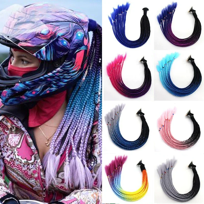 

24Inch Helmet Braid Pigtails Ponytail For Women Motorcycle Helmet Braid Ponytail Motorbike Pigtails Braids Ponytail With Sucker