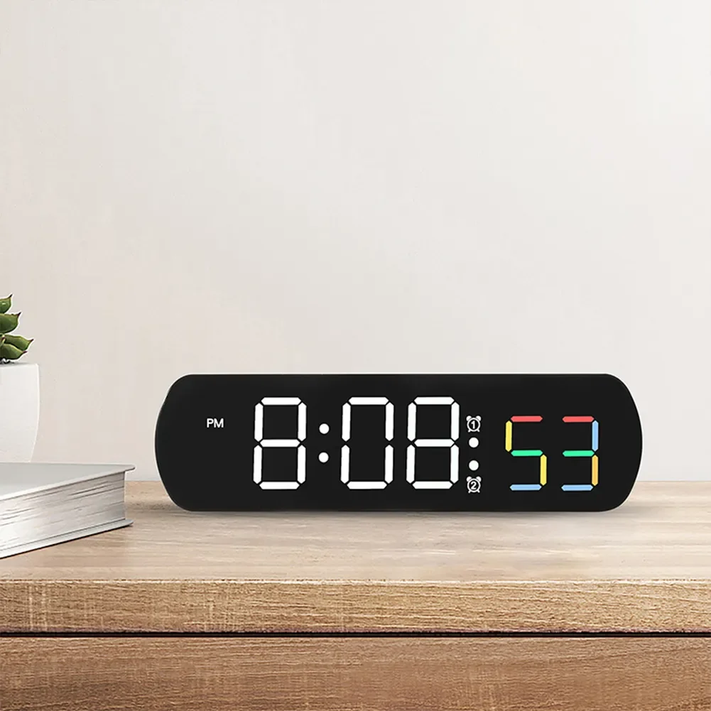 Digital Alarm Clock LED 12/24H Time Temperature Display Electronic Clock For Bedroom Living Room Office Decoration