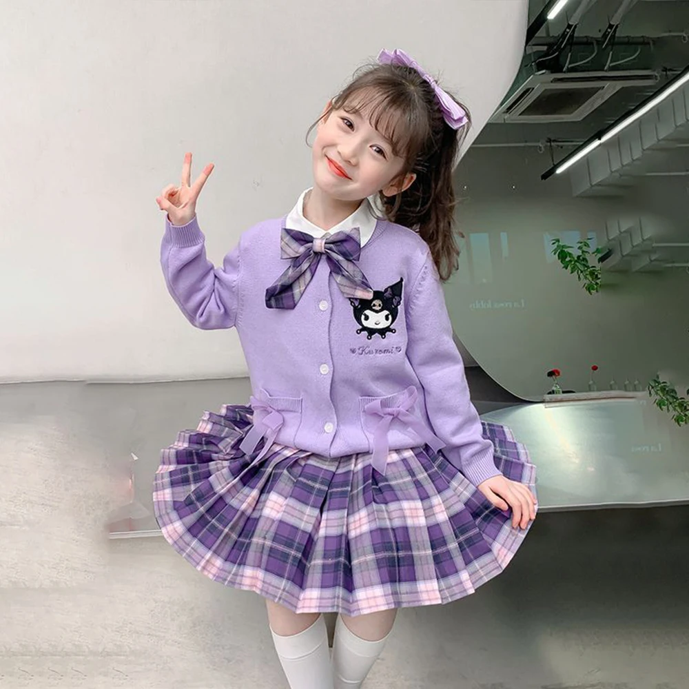 

3 шт., клетчатая юбка для девочек Sanrios Kuromi Cinnamoroll