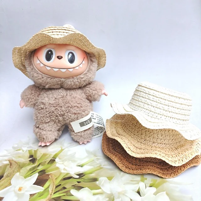 Labubu 17cm Mini Doll Straw Hat – Kawaii Color-Matching Dollhouse Accessory for Kids & Girls' Toys 1