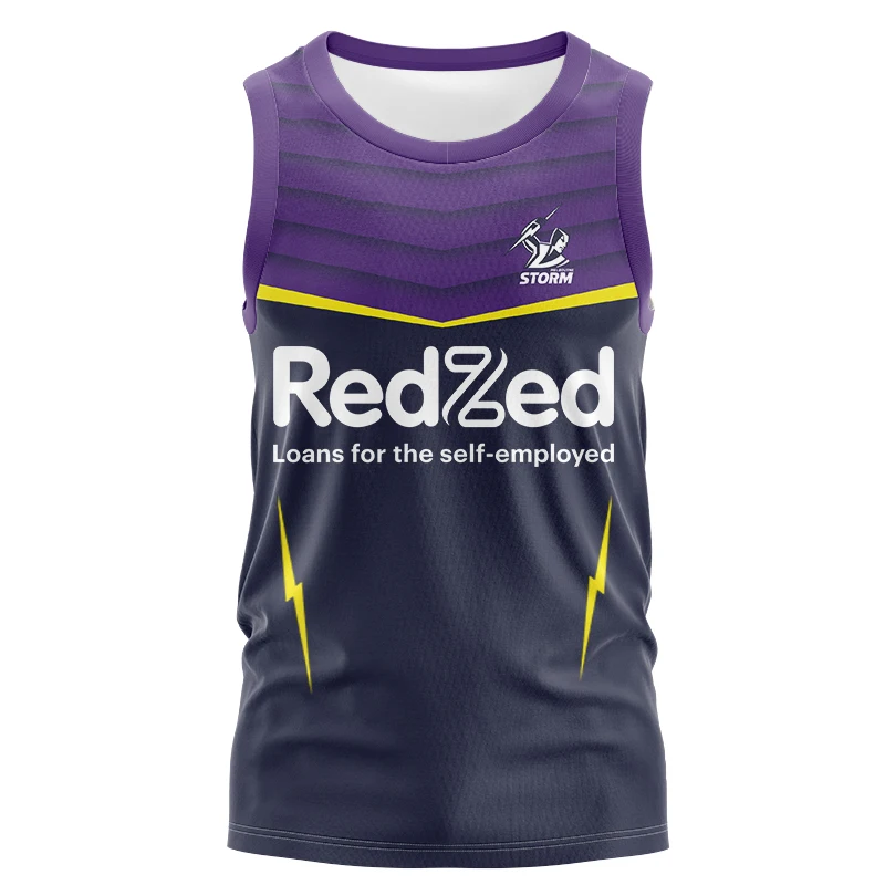 thumbnail image 1 of Camiseta sin mangas para hombre de rugby individual local/visitante/regimiento/indígena del Melbourne Storm 2024 (nombre y número personalizados), 1 of 5