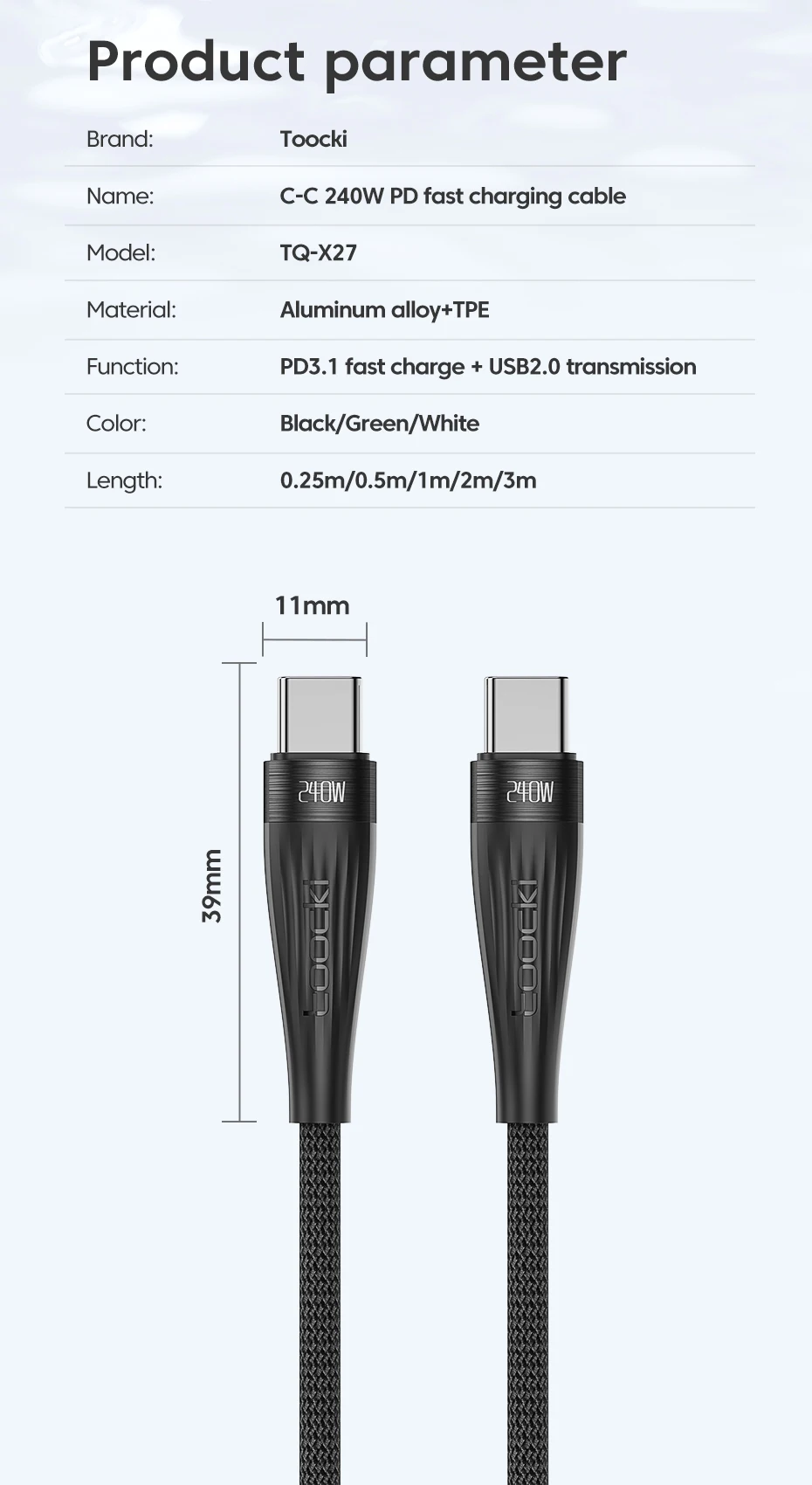 USB C To USB C Cable 240W 100W 60W PD3.1 QC4.0 Fast Charger Charging Laptop Cabl