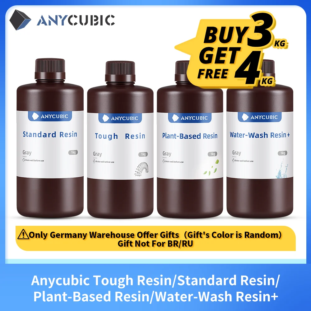 Anycubic Liquid Resin Acquista 3 Kg Ottieni 4 Kg 405Nm Resina Uv Water-Wash Eco Resin Per Sla Lcd Stampante 3D Resistente Materiale Di Stampa 3D