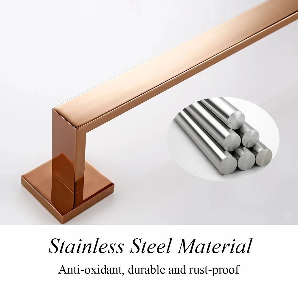 Polishing Rose Golden Bathroom Hardware Stainless Steel Towel Rack Toliet Paper Holder Towel Ring Hook Bathroom Accessory
