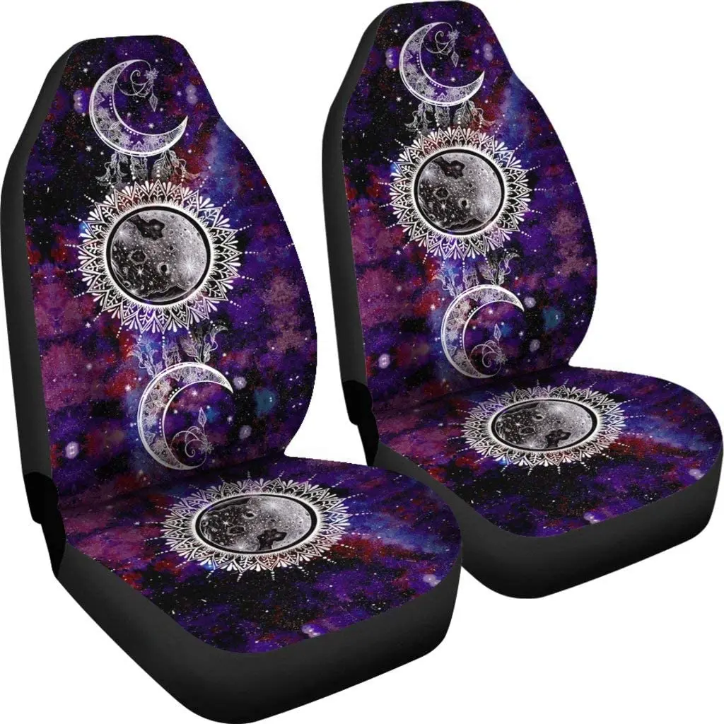 

CHICKYSHIRT Galaxy Moon Phases Front Car Seat Covers, Car Seat Protector for Women Girls, Auto Seat Covers Set of 2, Fit Most Ve