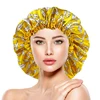 Large Double Layer Silky Satin Bonnet Women Beauty print Sleep Night Cap Head Cover Bonnet Hat for Curly Springy Hair Wholesale 1