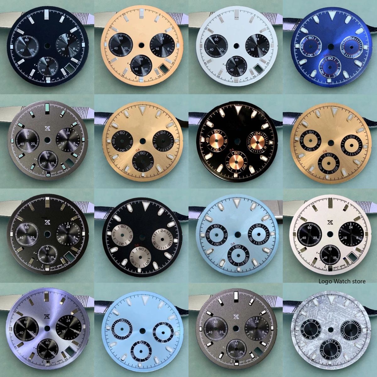 

29.5mm Panda Dial VK63 Quartz Movement Timing Face Watch Accessories Watch Parts S Logo Dial Luminous for 39mm Watch Cases