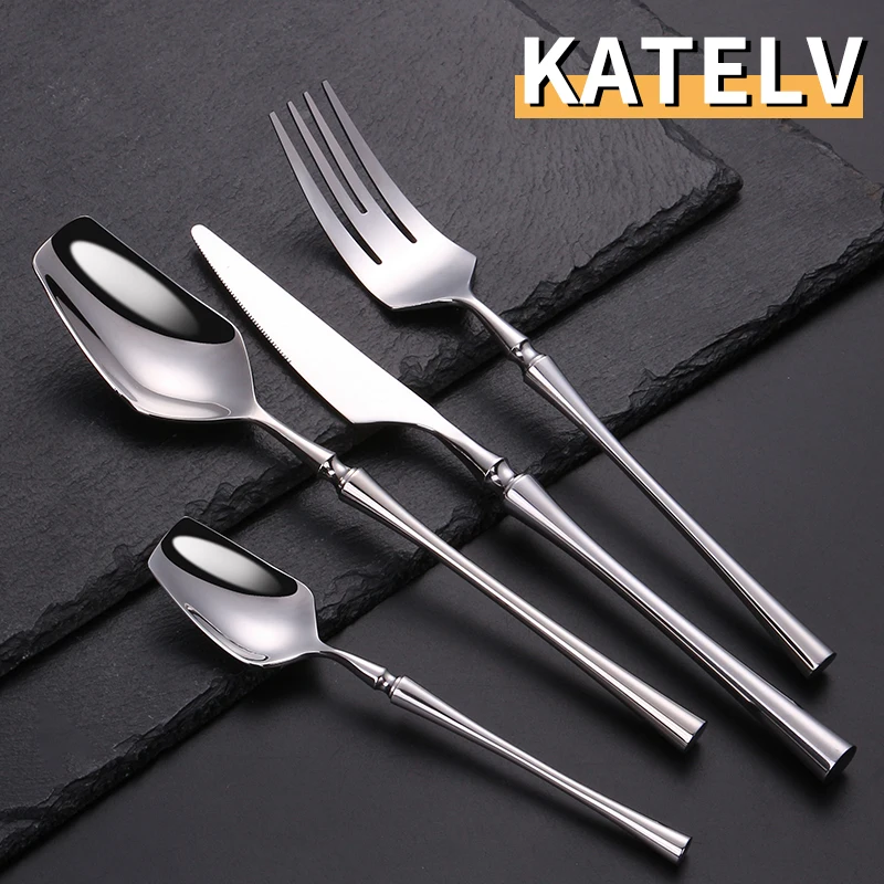 Set da 30 posate in acciaio inox per famiglie in oro opaco, set da 6 utensili da cucina, set di posate da tavola, finitura satinata lucida e lavabile in lavastoviglie