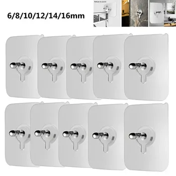 Lue's House 10Pcs Nail Free Wall Hook Screw No Trace Stickers Adhesive Without Drilling Wall Hangers Kitchen Bathroom Screw Hook Hanger