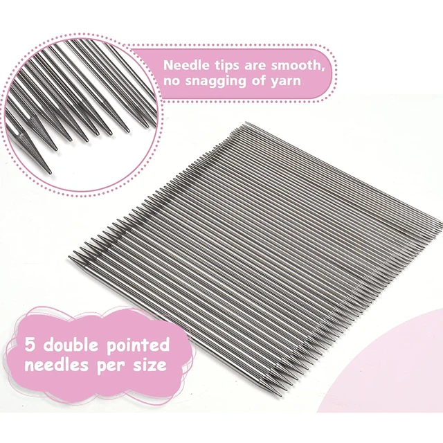 Set 35 Ferri Da Maglia In Acciaio - Doppia Punta 20cm, Misure 2.0-5.0mm, Con Accessori Per Maglieria