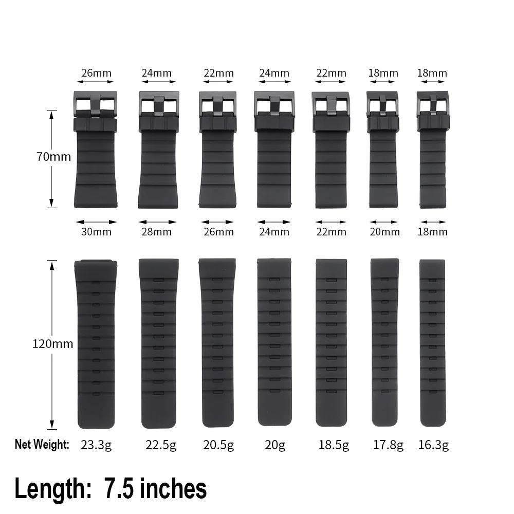Black Waterproof Silicone Rubber Wristband - Universal Fit