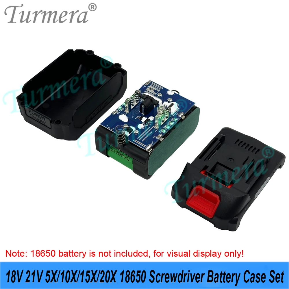 Turmera 18650 배터리 케이스 세트 5X 10X 15X 20X 18V 21V 스크루드라이버 배터리 35A 130A BMS LED 디스플레이 DIY 교체용 마키타 호환