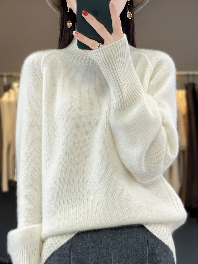 Women Turtleneck Sweater Autumn Winter Basic Pullover 100% Merino Wool Long Sleeves Cashmere Knitted Jumper Female Clothing Tops 2