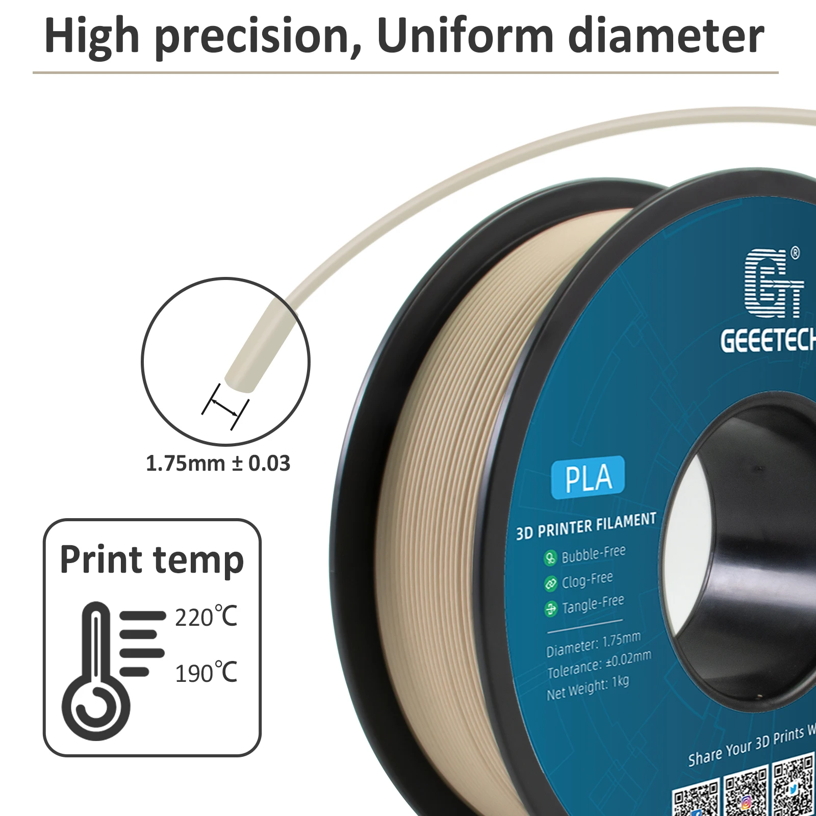 Geeetech Wood PLA 1kg 1.75mm Filament 3d Print wire Vacuum Packaging Local Warehouses Colorful Plastic for FDM 3D printer 3d printing filament