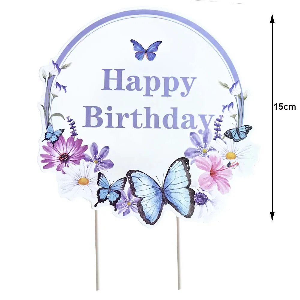 Butterfly-Themed Birthday Party Supplies Set - Banner, Paper Plates, Cups, Napkin, Cake Topper