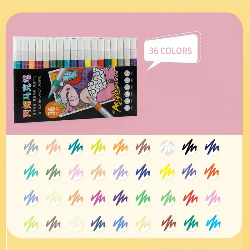 12/24/36 Colors Acrylic Paint Markers Set Water-Based Art Marker