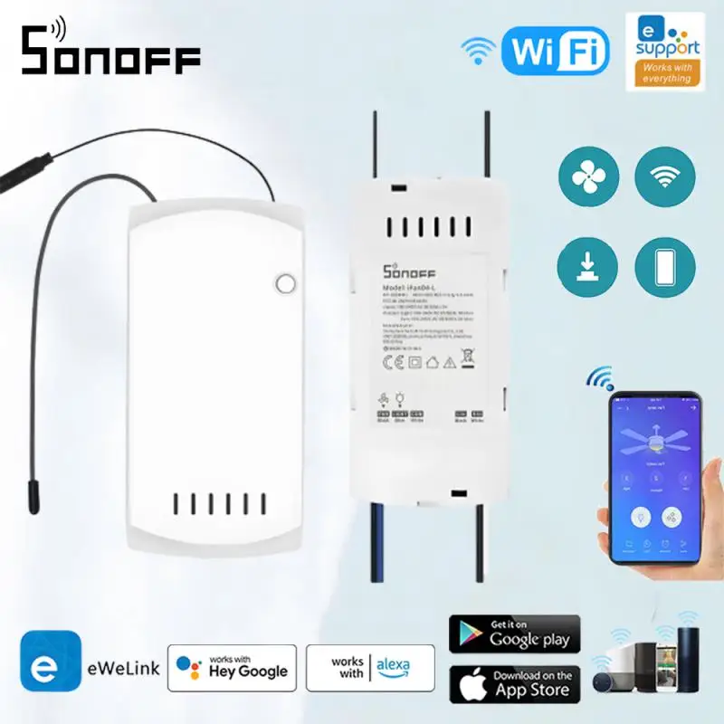 

SONOFF IFan04 WiFi Ceiling Fan And Light Controller With RM433 Remote Voice Control Work With Alexa Google Smartthings Alice