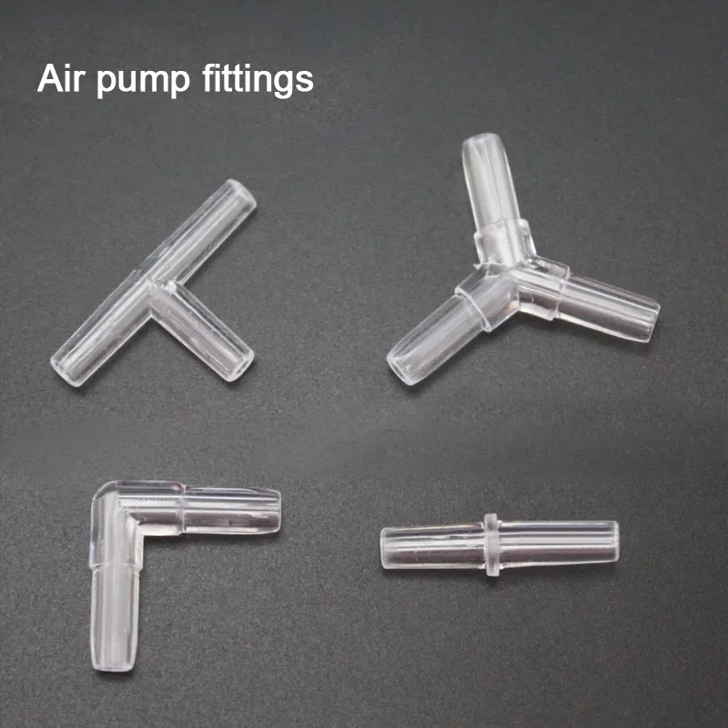10Pcs Aquarium Airline Tubing Connectors Fish Tank Transparent Adapters for 3/16" Inner Diameter Air Line Hose I/L/T/Y Shaped