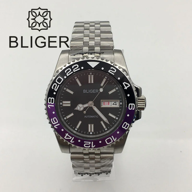 40mm Bliger Schwarzes Zifferblatt Grün Massiv Case Woche