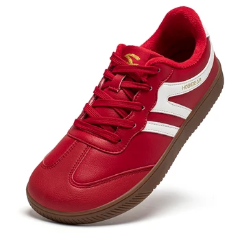 Wide Toe Faux Leather Fur-Lined Unisex Sneakers 1