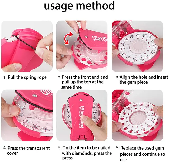 DIY Hair Styling Decoration Kit Bling Diamond Stapler 180 Gems Drill Stickers Machine DIY Crystal Paste Tool for Girls Toys 5