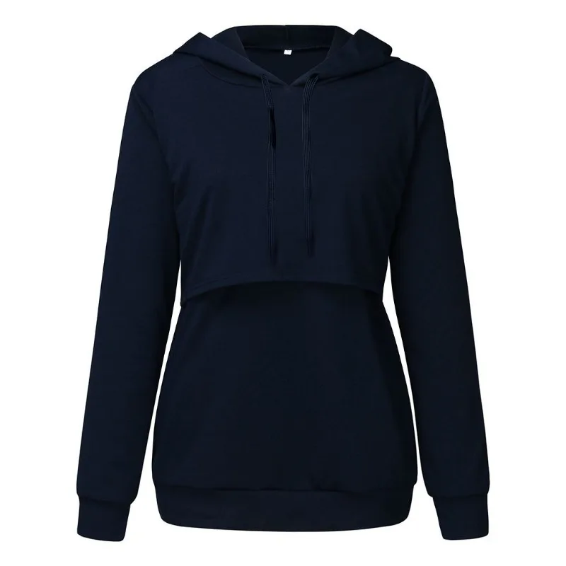 Breastfeeding Pregnant Top Maternity Hooded Sweater Autumn Winter Long Sleeves