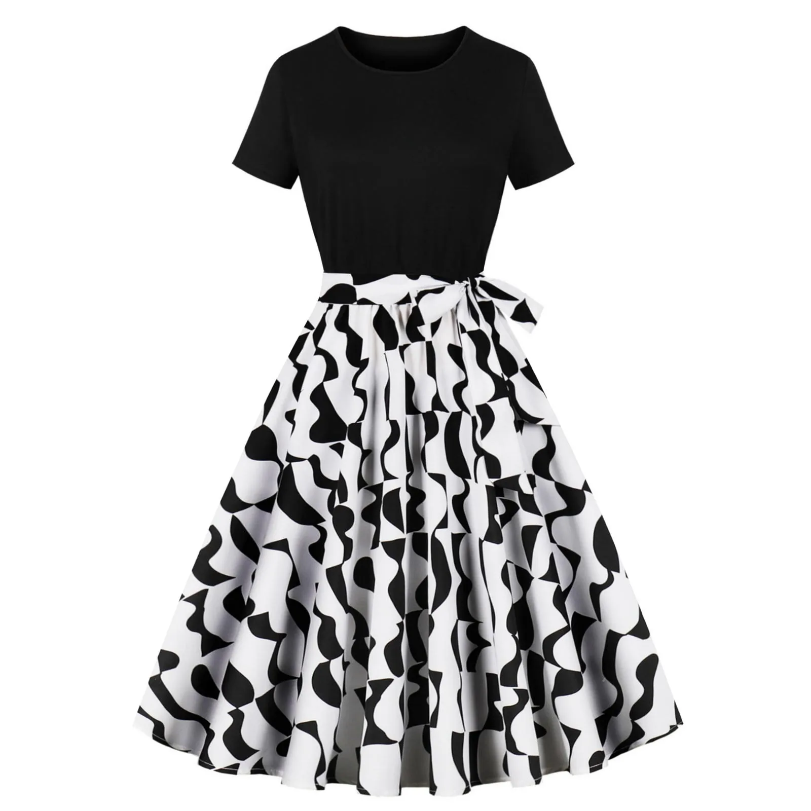 Cocktail Dresses For Women Summer European Retro Printed Big Hem Vestidos Elegant Temperament Casual Party Dress For Womens - 2