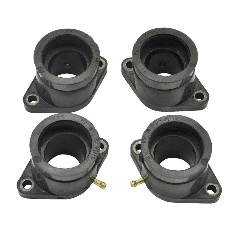 4-Pack Motorcycle Carburetor Intake Boots – Aluminum & Rubber, Fits Yamaha XVZ1300 Royal Star Venture 1999-2004 – Replaces OEM 4XY-13586-01-00